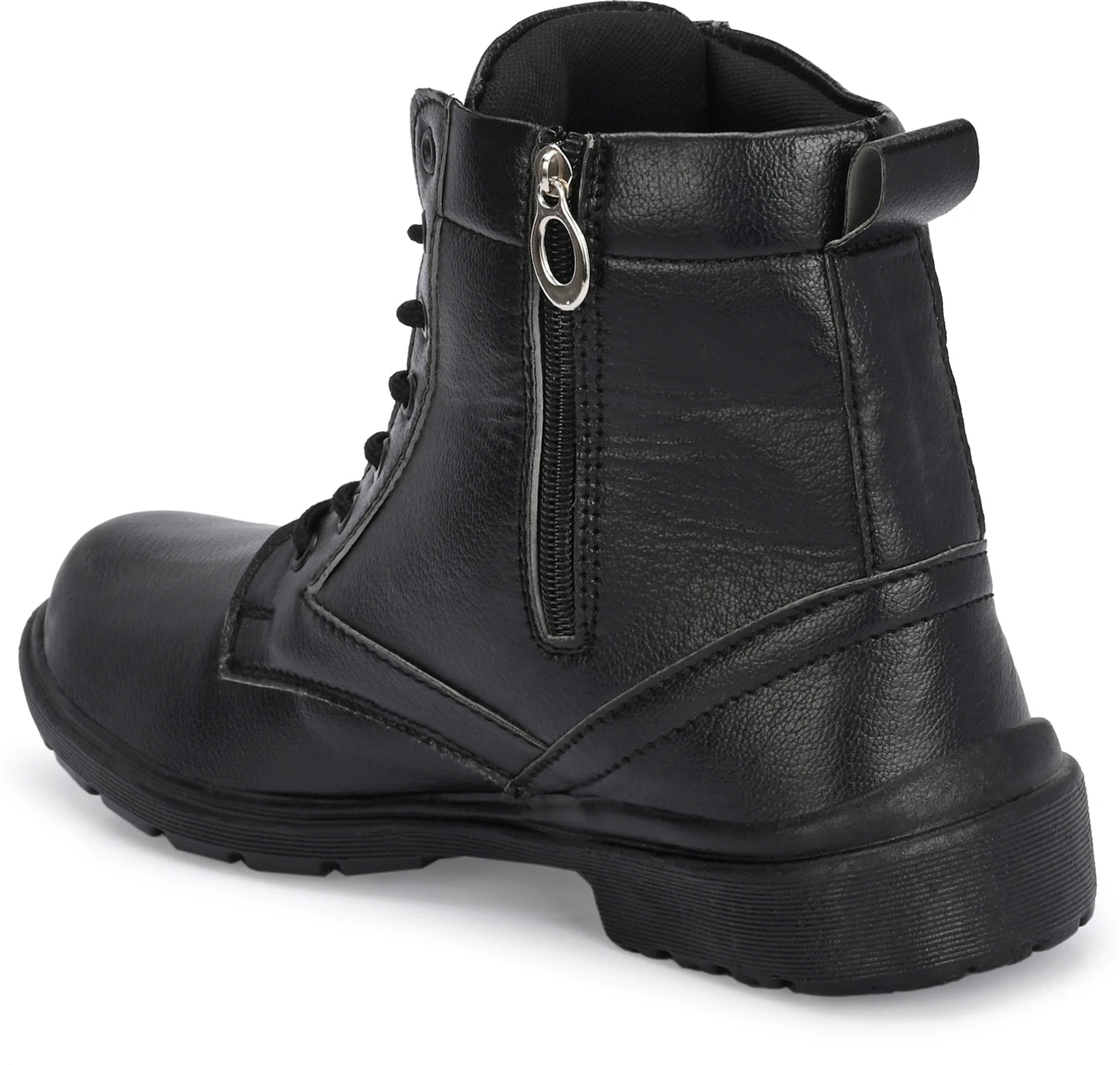 Shoe Island Men's Brown Leatherette Zipper Bike Riding Hiking High Ankle Long Boots For Men Boots For Men (Black , 8)
